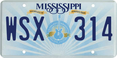 MS license plate WSX314