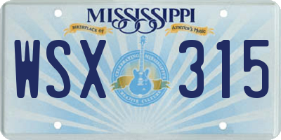 MS license plate WSX315
