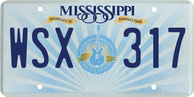 MS license plate WSX317