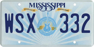 MS license plate WSX332