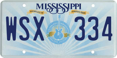 MS license plate WSX334