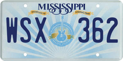 MS license plate WSX362