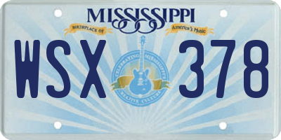 MS license plate WSX378