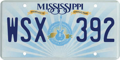 MS license plate WSX392