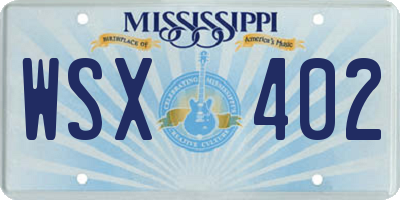MS license plate WSX402