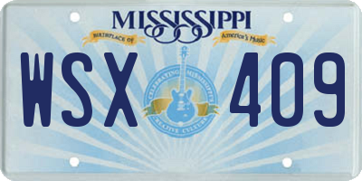 MS license plate WSX409