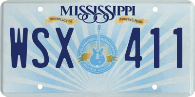 MS license plate WSX411