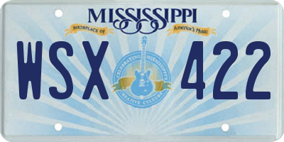 MS license plate WSX422
