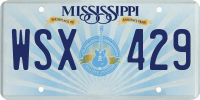 MS license plate WSX429