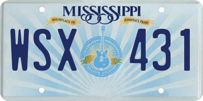 MS license plate WSX431