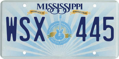 MS license plate WSX445