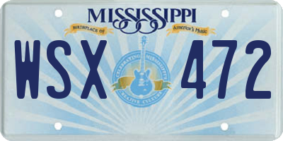 MS license plate WSX472