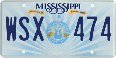 MS license plate WSX474