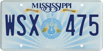 MS license plate WSX475