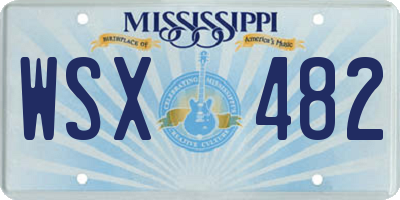 MS license plate WSX482