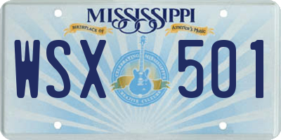 MS license plate WSX501