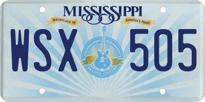 MS license plate WSX505