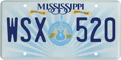 MS license plate WSX520