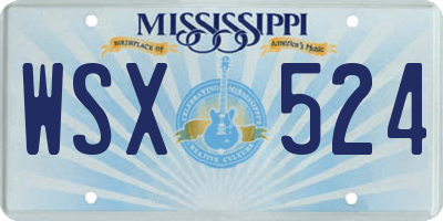 MS license plate WSX524