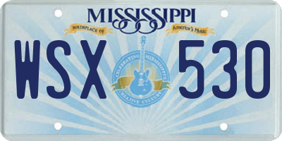 MS license plate WSX530