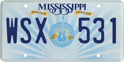 MS license plate WSX531