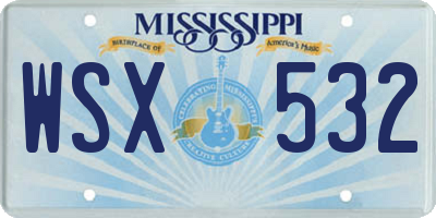 MS license plate WSX532