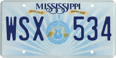 MS license plate WSX534