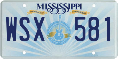 MS license plate WSX581