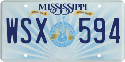MS license plate WSX594