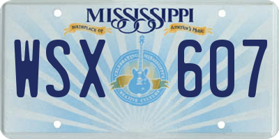 MS license plate WSX607
