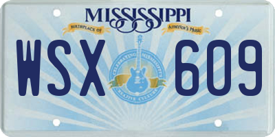 MS license plate WSX609