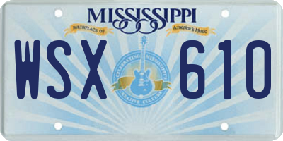 MS license plate WSX610