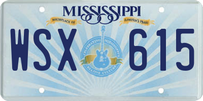 MS license plate WSX615
