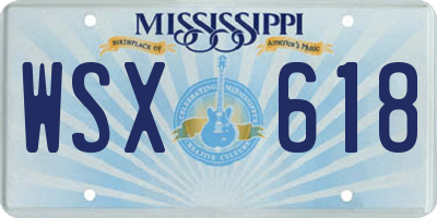MS license plate WSX618