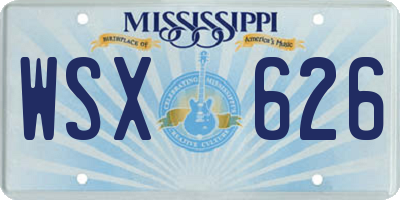 MS license plate WSX626