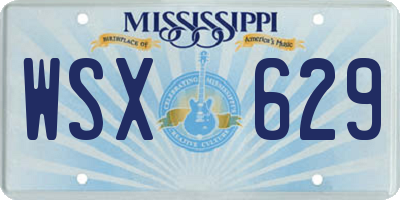 MS license plate WSX629