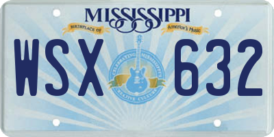 MS license plate WSX632