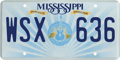 MS license plate WSX636