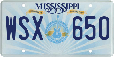 MS license plate WSX650