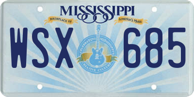 MS license plate WSX685