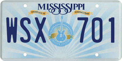 MS license plate WSX701