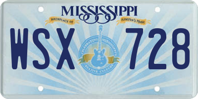 MS license plate WSX728
