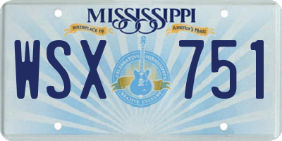 MS license plate WSX751
