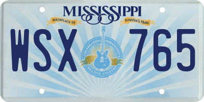 MS license plate WSX765