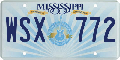 MS license plate WSX772