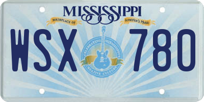 MS license plate WSX780