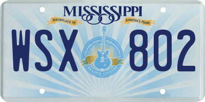 MS license plate WSX802
