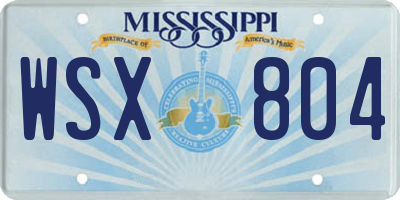 MS license plate WSX804