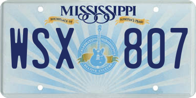 MS license plate WSX807