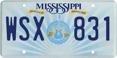 MS license plate WSX831